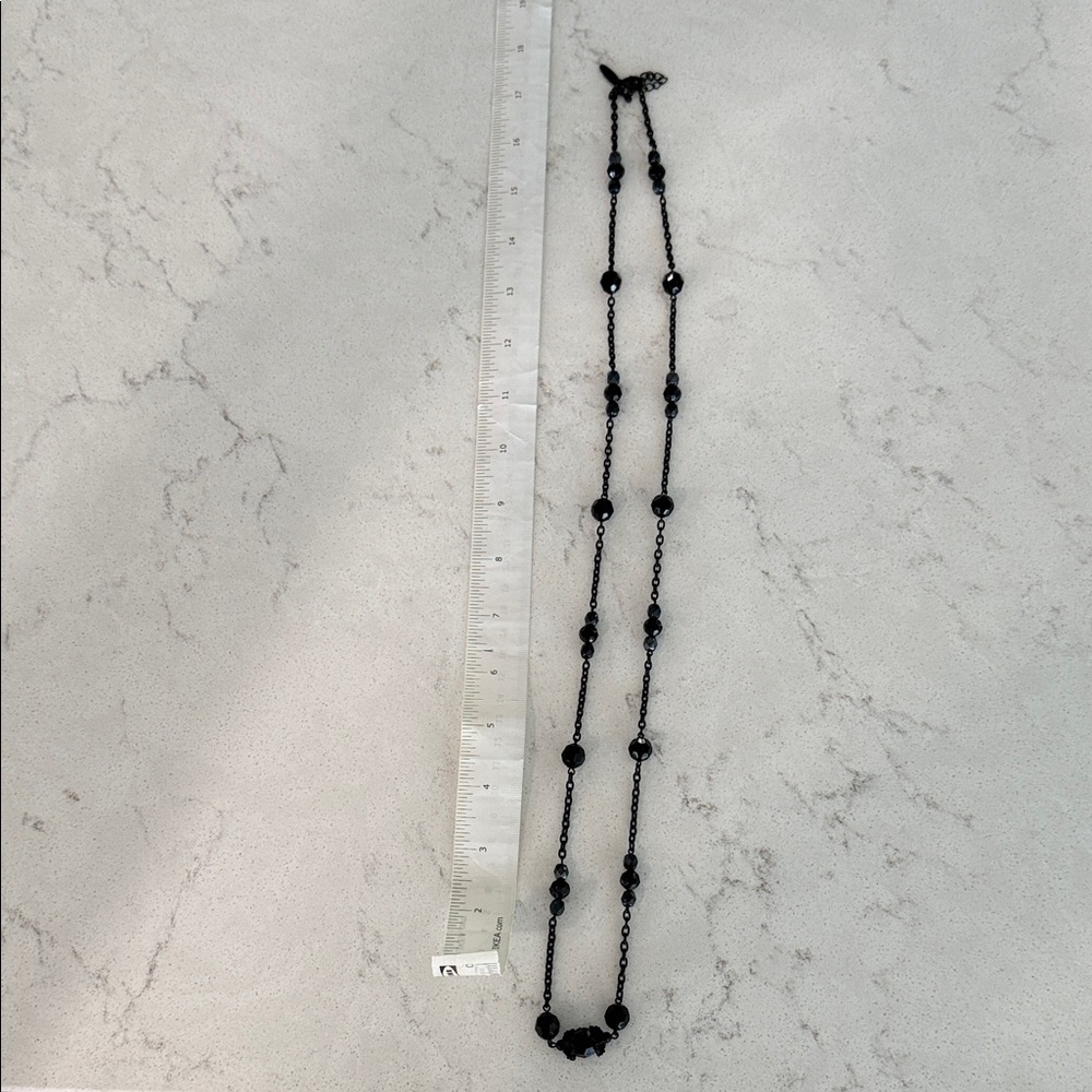 Elegant Black Beaded Long Necklace - Women Jewelry
